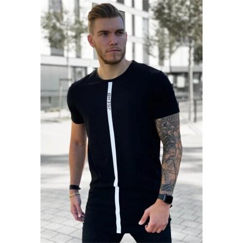 2021 Summer fashion Shirt Men Gym t-shirts Short Sleeve cotton Bodybuilding Sports T-Shirt Fitness Men tops brand clothing