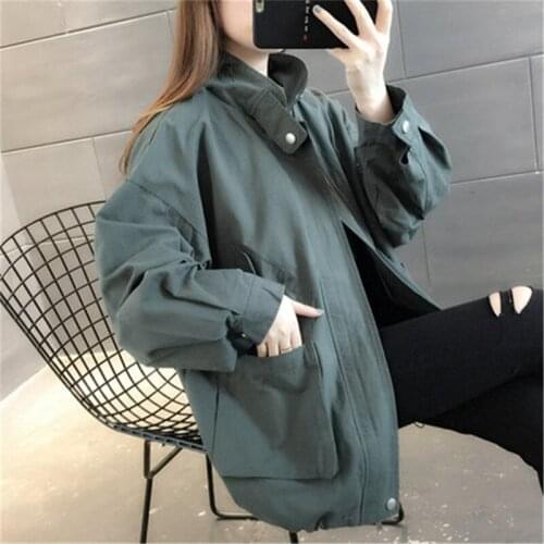2020 new Spring Autumn Windbreaker Casual Loose Jacket Outerwear Long-sleeved Womens fashion Jackets Coats B474