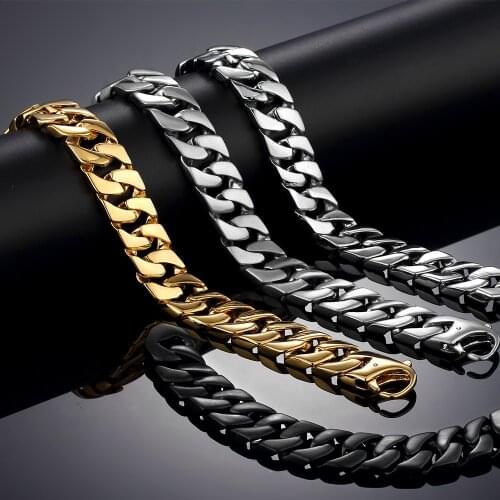 New silver black gold color High Polished Shiny Bracelets Stainless Steel Bike Link Chain Bike Chain Bracelets Fashion Male