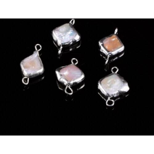 Natural Freshwater Pearl Pendant irregular Double hole connector Pendants for Jewelry Making DIY Bracelet Necklaces Accessories