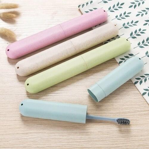 Portable Tooth Brushes Case Wheat Straw Portable Travel Toothbrush Box Protector