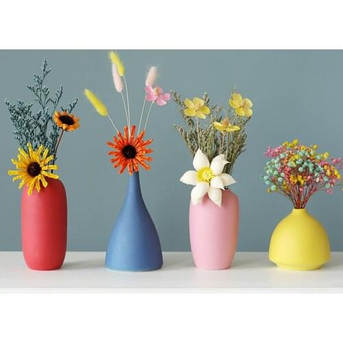 Simple Nordic Style Home Living Room Decoration Luxury Ornaments Top Quality Natural Real Dried Flower Arrangement Ceramics Vase