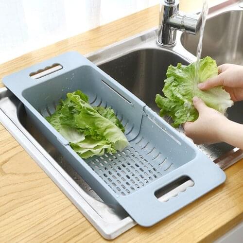 Adjustable Dish Drainer Sink Drain Basket Washing Vegetable Fruit Plastic Retractable washing Rack KitchenAccessories Organizer