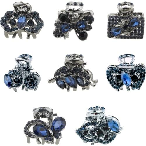 Retro Mini Small Metal Hair Claw Clips Women Girls Butterfly Crystal Hair Claw Mini Rhinestone Flower Hairpins Hair Accessories