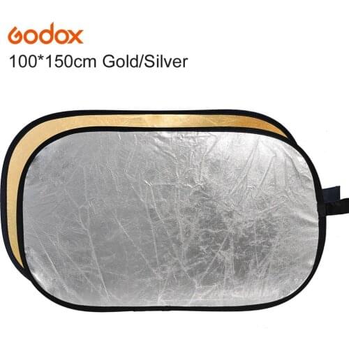 Godox 2 in 1 100*150cm/40" x 60" Photography Gold Silver Light Mulit Collapsible Portable Photo Reflector for Studio Flash Lamp