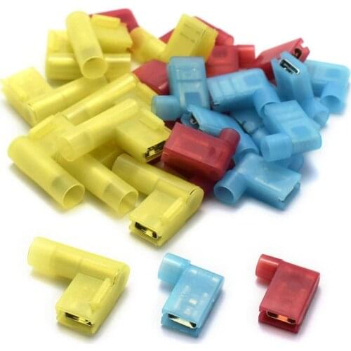 10PCS Fully Insulated Flag Wire Connector Quick Disconnects Electrical Wiring Female Spade Nylon Wire Crimp Terminal Assortment