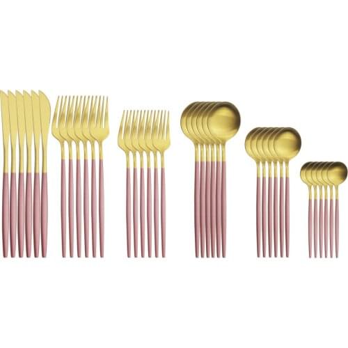 Dinnerware 36Pcs Matte Knives Dessert Spoons Fork Teaspoons Stainless Steel Cutlery Set Silverware Kitchen Dinner Tableware Set