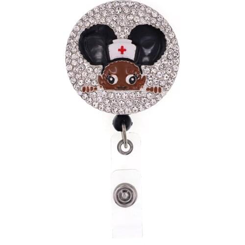 Rhinestone enamel Medical Rhinestone Alloy Retractable ID All Day All Night Nurse Badge Reel/Holder for Nurse Accessories