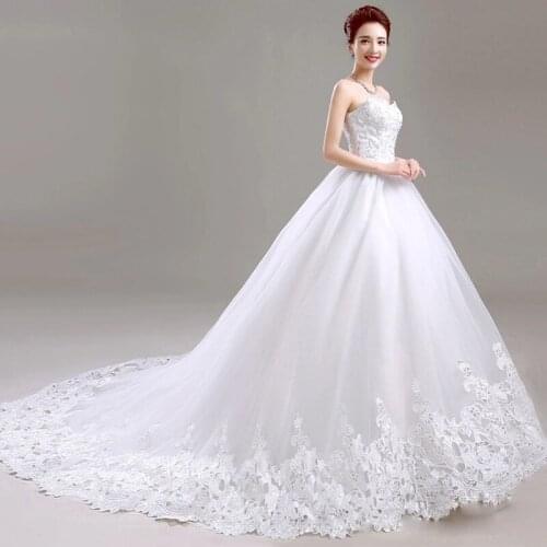 Bride Wedding Dress Plus Size 2021 Ball Gown White Tube Top Lace Sexy Lady Tail Seaside Dress