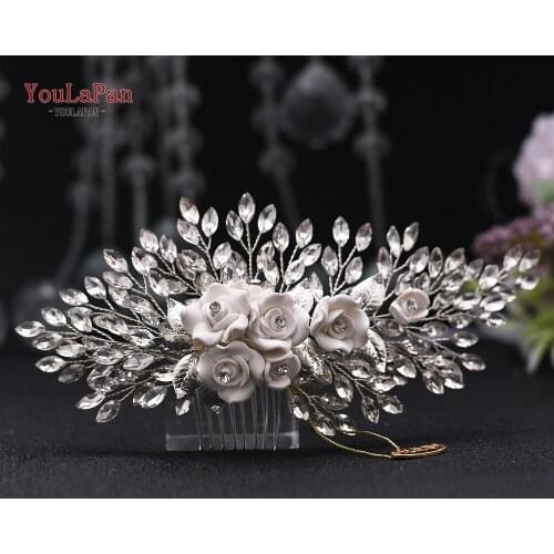 TOPQUEEN HP319 Wedding Floral Hair Comb Wedding Bridal Hair Accessories for Wedding Side Comb Bridal Hair Clips Hair Pins