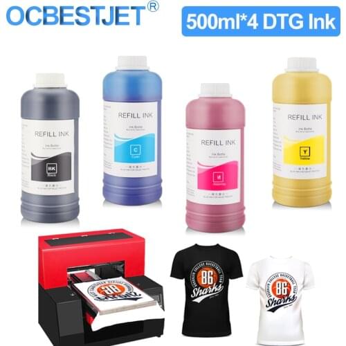500ml*4 DTG Ink Textile Ink For Epson 1390 1400 1430 R1900 R2000 R3000 For DX5 DX6 DX7 DX10 Printhead DTG Printer Garment Ink