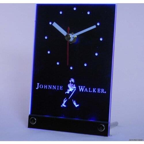 Tnc0102 Johnnie Walker Whiskey Wine Bar Table Desk 3D LED Clock