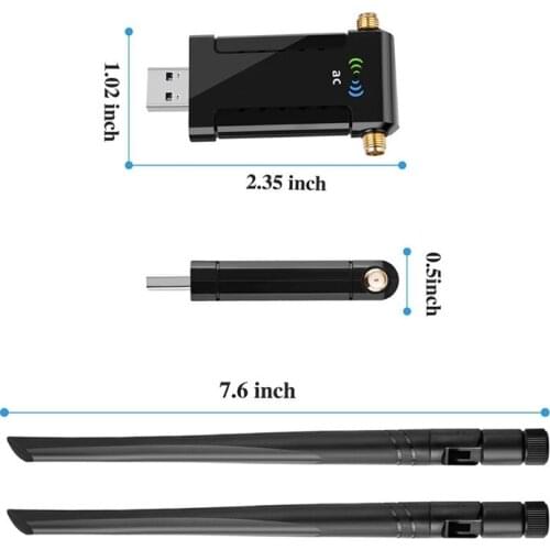 USB WiFi Adapter for PC 802.11AC 1200Mbps USB3.0 Network Card 1200m Dual Frequency Wireless Network Card Wifi Receiving
