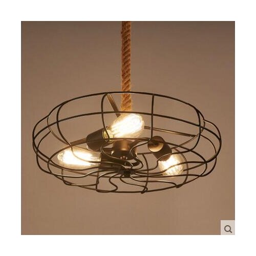 Fan American Country Loft Industrial Pendant Lighting Fixtures Edison Rope Vintage Lamp Lamparas Suspension Luminaire