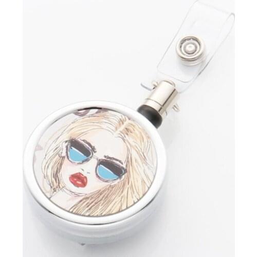 Sublimation Retractable Lanyard Name Tag Card Badge Reel Holder with Blank Aluminum Sheets for DIY Custom Company Name 40mm #202