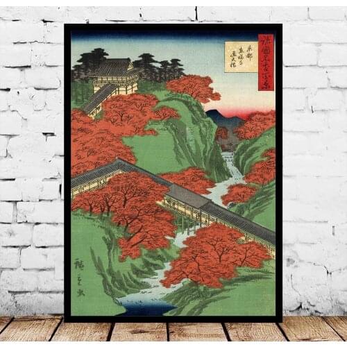Hiroshige Tsuten Bridge Japanese Art Poster Canvas Painting