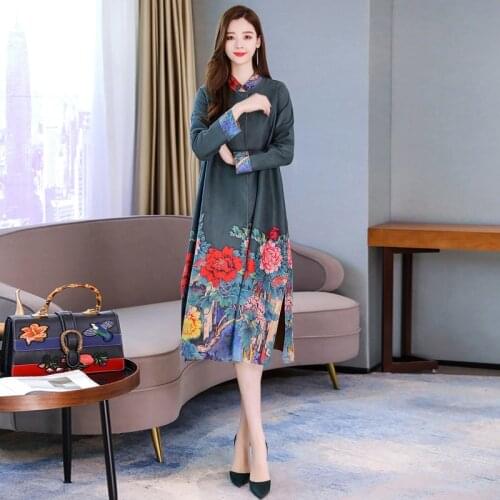 Trench Coat For Women Coat Windbreaker Print Floral Long Suede Trench Coat Female Autumn Long Sleeve Asymmetric Long Coats 11460