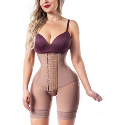 Woman Open Bust Tummy Control Shapewear Postpartum Body Shaper Post Liposuction Bodysuit Hook Eye High Waist Fajas Butt Lifter