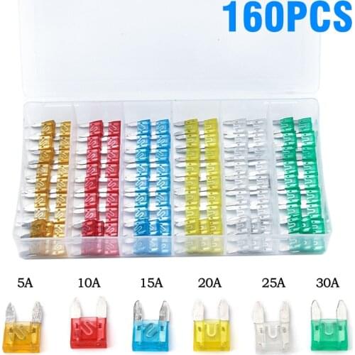160PCS Auto Car Truck ATC Mini Blade Fuse 5A 7.5A 10A 15A 20A 25A 30A Mixed Set 2 amp mini fuse fuse box