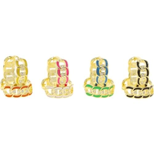 2021 New Arrived Fashion Women Lady Jewelry Neon Colorful Enamel Rainbow Cuban Chain Hoop Earring