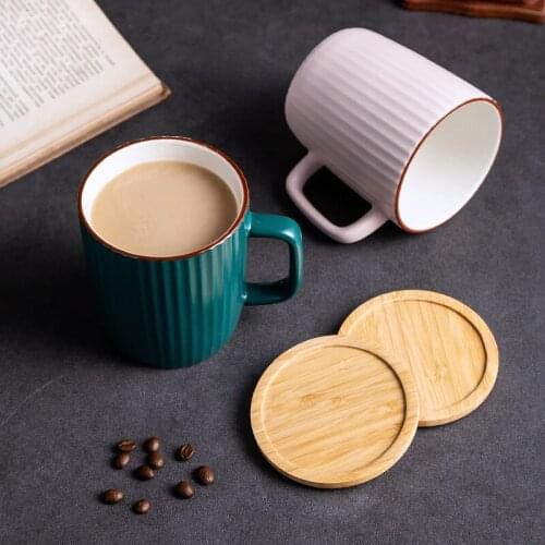 400ML Home Creative Ceramic Coffee Mugs Water Cafe Tea Milk Cups With Bamboo Lids