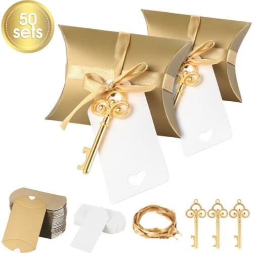 50Pcs/Set Candy Box Key Bottle Opener Wedding Favor Gift Baby Shower Holiday Festival Party Supplies