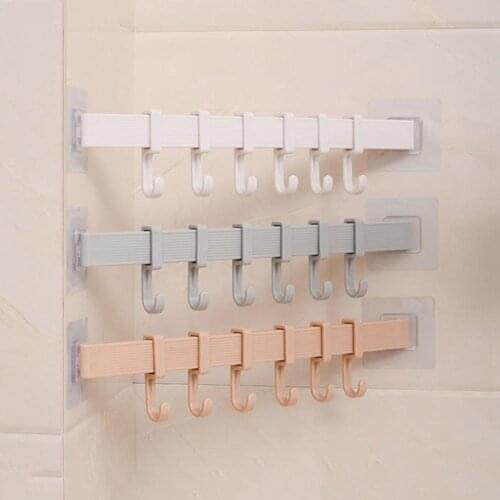 6 rows of hooks non-porous hooks bathroom towel rack storage hook wall hanger household kitchen hook hanging storage hook r L8G2