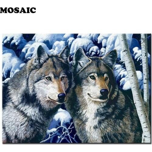 5D DIY Diamond Embroidery,snow wolf love,custom Diamond Painting Cross Stitch Full Drill Mosaic Pattern home Decoration