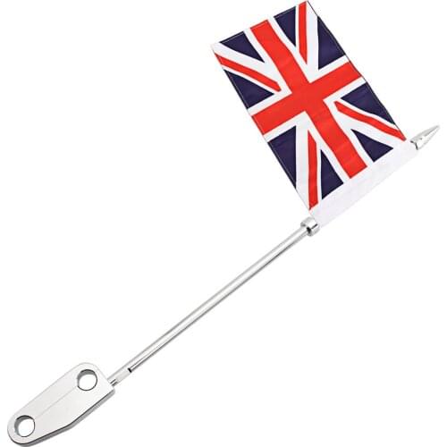 Stainless Steel Motorcycle Luggage Rack Mount Flag Pole w/ UK flag Fit For Harley Touring Electra Glide Road King