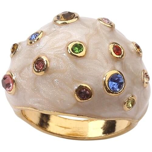 Exaggeration Gold Metal Oversize Enamel Chunky Rings for Women Trendy Colorful Crystal Stacking Finger Ring Party Jewelry Gift