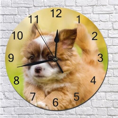 Numeral Digital Dial Mute Silent Digital Clocks Dogs Paint Battery Operated Clocks 25CM wall clocks modern design for Bedroom