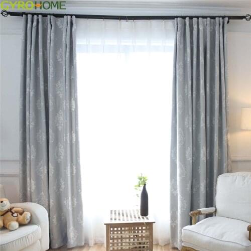 Damask Blue Fabric Curtains For Living Room Jacquard Blackout Luxury Bedroom Custom Drapes