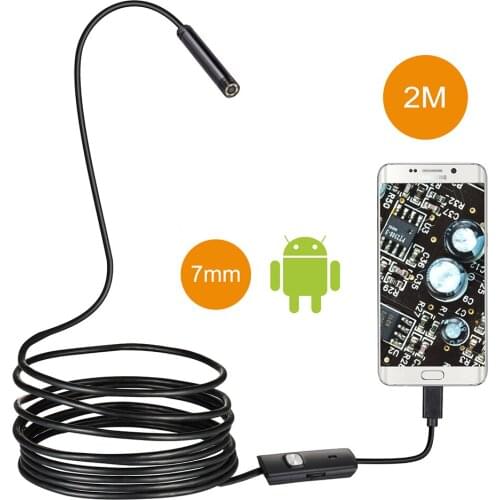 2M 7.0mm OTG Android Endoscope Mini Camera Waterproof 6 LED Borescope Inspection Camera USB Endoscope Snake Tube Dropshipping