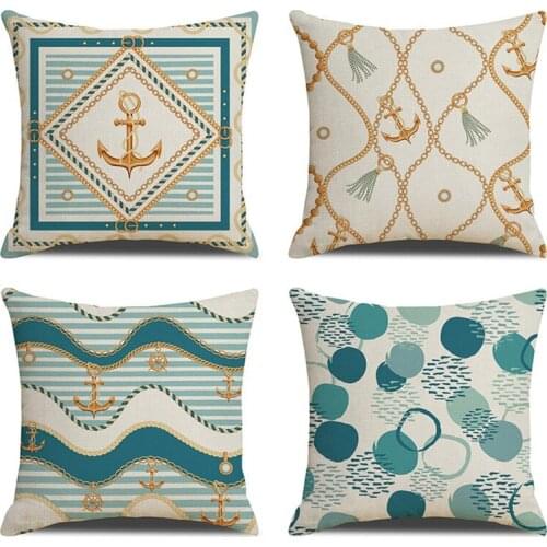 GY0163 Blue Ocean Cushion Case (No Filling) 1PC Polyester Home Decor Bedroom Decorative Sofa Car Throw Pillows
