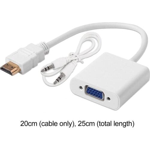 Compatible to VGA Adapter Cable Digital to Analog Signal Stable Transmission 25cm 1080P Video Converter Cable for HDTV