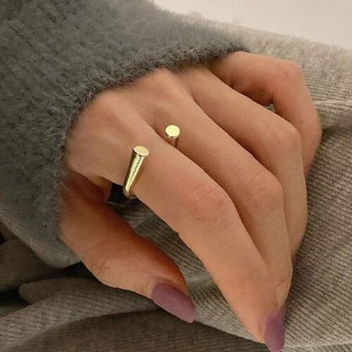 Korean Gold Color Irregular U Rings for Women Girls Gothic Geometric Tube Stick Ring Jewelry Accessories anillos