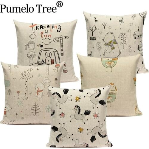 Colorful Elephant Pillow Cover Cute Lion Pillow Cases for Pillows Pillowcase Animal Cushions on The Sofa Pillow Cover Almofadas