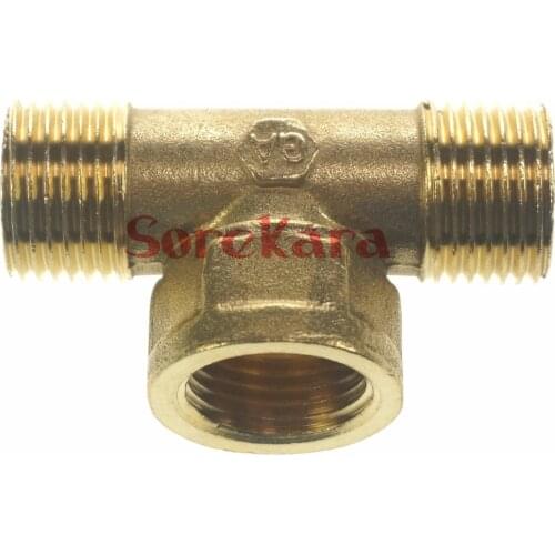 2pcs 1/2" BSP Male x 1/2" BSP Female x 1/2" BSP male Tee 3 Way Brass Pipe fitting Connector for water fuel gas