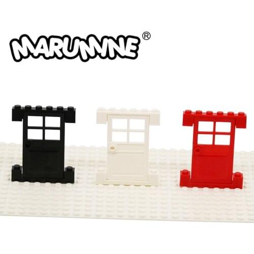 Marumine 60623 Door With Panes Frame 1 x 4 x 6 Brick With Inside Bow Building Blocks City For Child Accessories DIY House Set
