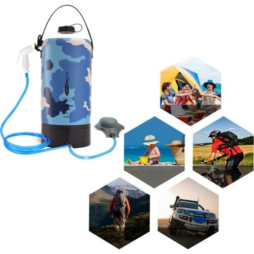 Water Bags PVC Pressure Shower Bag With Foot Pump Portable Inflatable Pressure Shower Water Bag For Outdoors Camping Bathing