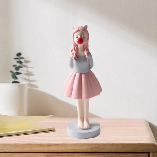 Cute Bubble Girl Figurines Fairy Statue Resin Lady Sculpture Ornaments Home Living Room Office Decor Accessories Birthday Gift