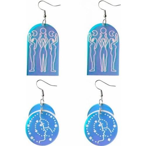 2021 New Acrylic Star Constellation Cleopatra Earrings For Women Transparent Allochroic Retro Exaggerated Dangle Earrings E21617