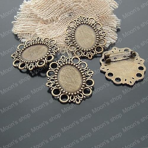 Wholesale 43*37mm Antique Bronze Oval Laciness Alloy Brooch with Cameo settings DIY Findings 10 pcs(JM1590)