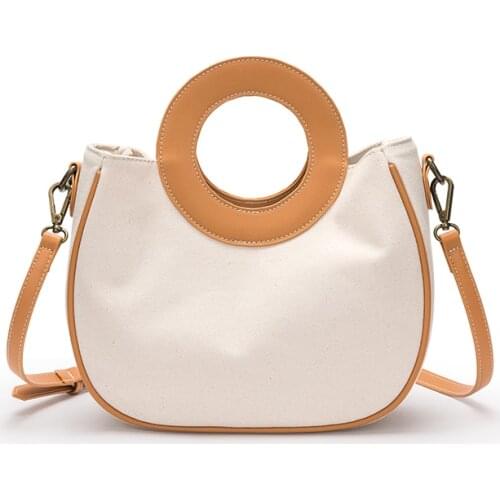 Original niche design handbag women commuting to work art simple fashion canvas bucket bag summer