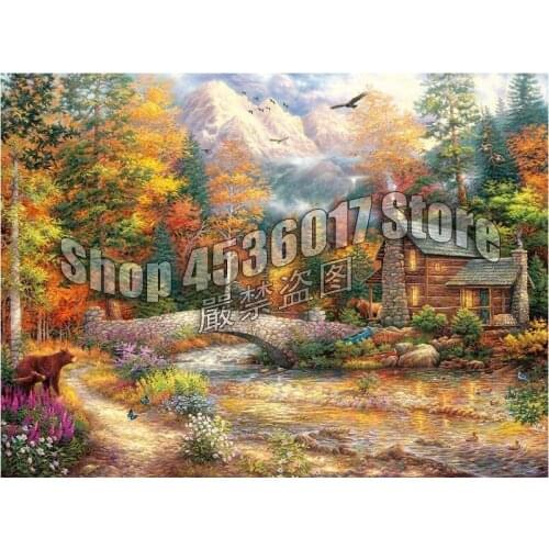 Fall Cabins,Cottages,Houses,Full,Diamond Painting,Embroidery,Cross Stitch,canvas,Mosaic,Home Decoration,Crafts,Art,landscape