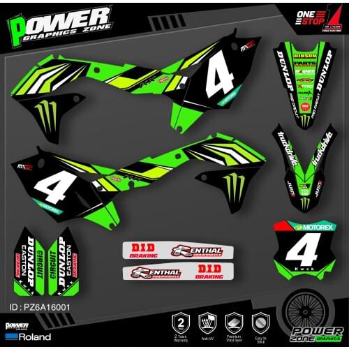 PowerZone Custom Team Graphics Decals Stickers Kit For Kawasaki Decal 2016 2017 2018 KXF 450 001