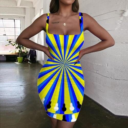 Giyu Dizziness Dress Women Abstract 3d Print Psychedelic Bodycon Dress Graffiti Ladies Dresses Womens Clothing Summer New Beach
