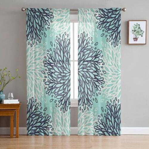 Flower Pattern Sheer Curtains for Living Room Bedroom Kitchen Tulle for Windows Voile Drapes Home Decoration
