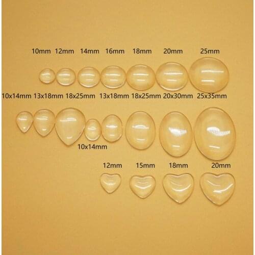 High quality 8/10/12/14/16/18/20/25mm round oval heart tears transparent Clear Glass Cabochon for DIY Pendant Jewelry Making