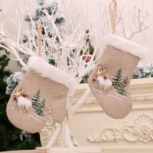 Christmas Gloves/sock Doll Creative Christmas Decorations Toy Pendant Xmas Tree Fireplace Decorations for Home Party #50g